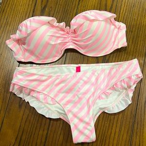 Victoria’s Secret Pink/White Bikini Two Piece 🤍🩷